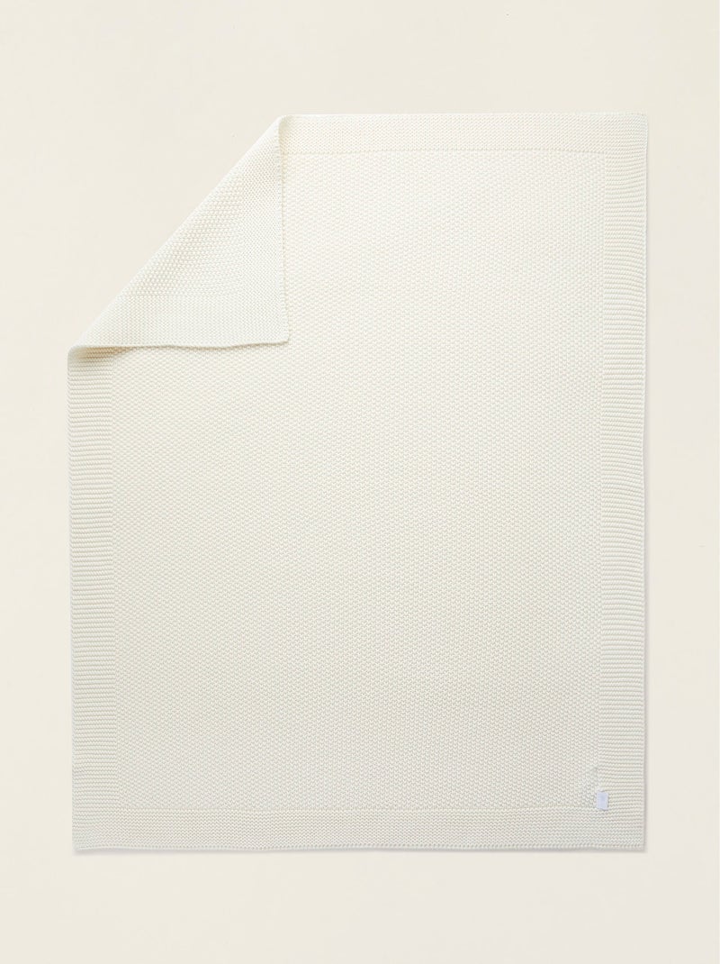Couverture tricotée 100% coton Bianco - Kiabi