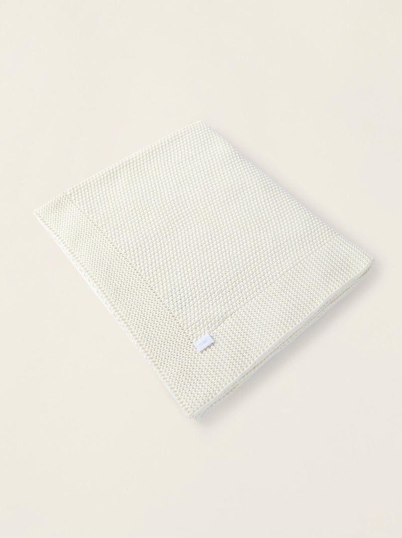 Couverture tricotée 100% coton Bianco - Kiabi