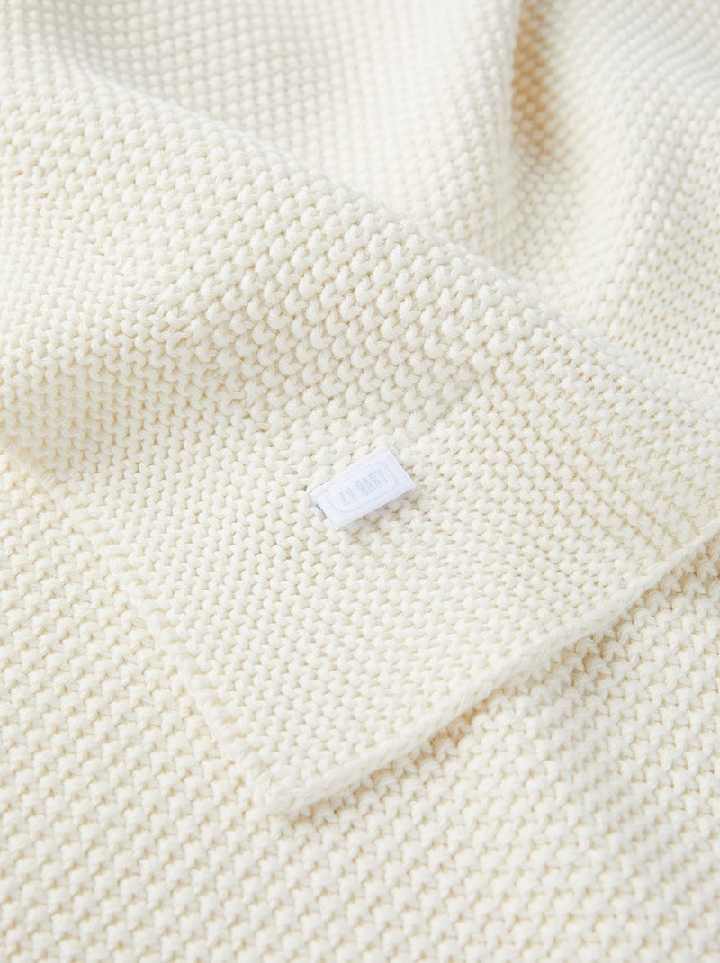 Couverture tricotée 100% coton Bianco - Kiabi
