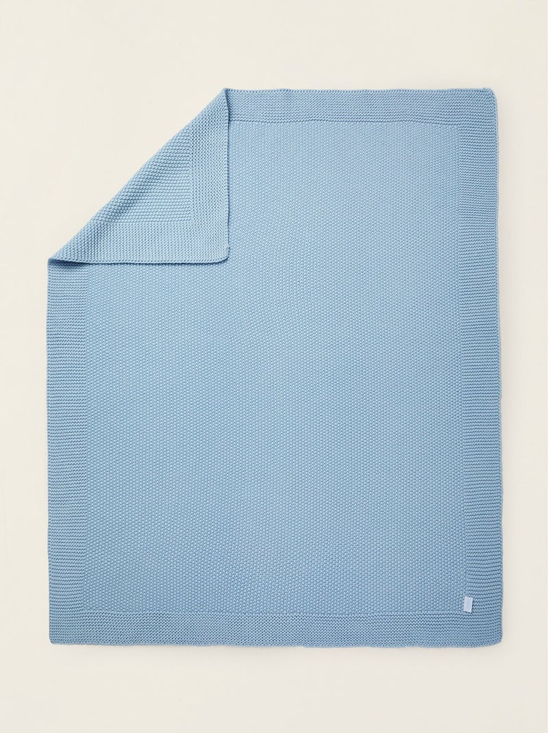 Couverture tricotée 100% coton Blu chiaro - Kiabi
