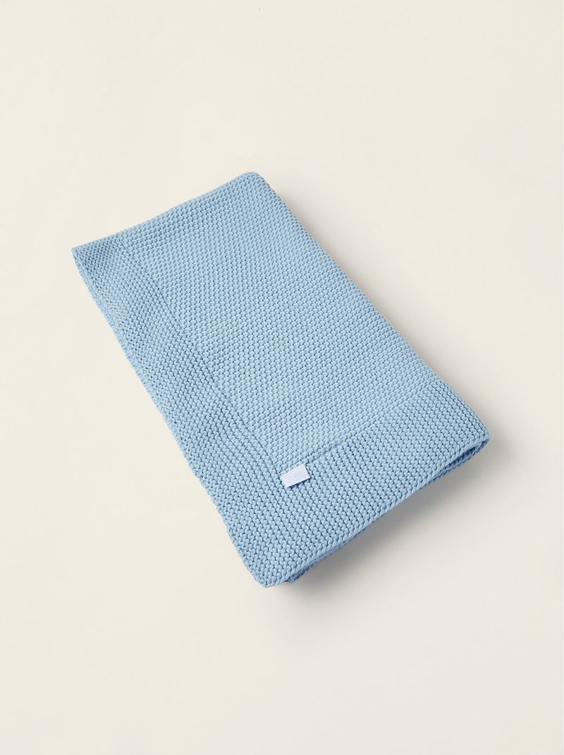 Couverture tricotée 100% coton Blu chiaro - Kiabi