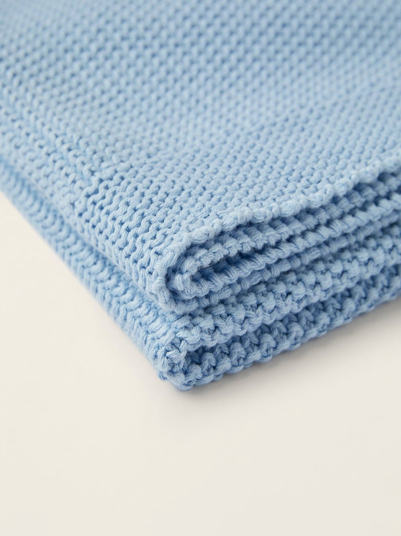 Couverture tricotée 100% coton Blu chiaro - Kiabi