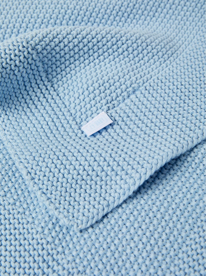 Couverture tricotée 100% coton Blu chiaro - Kiabi