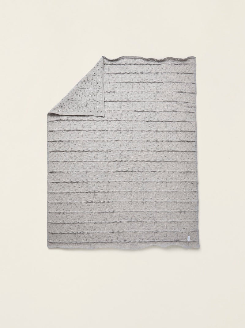 Couverture tricotée 100% coton Grigio - Kiabi