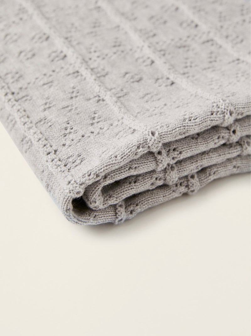 Couverture tricotée 100% coton Grigio - Kiabi