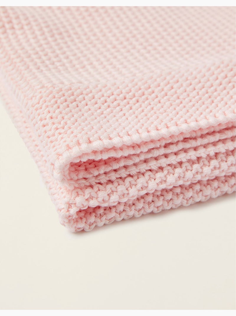 Couverture tricotée 100% coton Rosa chiaro - Kiabi