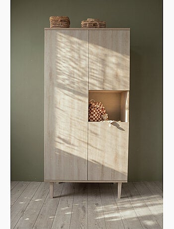Credenza a 3 ante con nicchia, su piedini - finitura in faggio - SAUTHON