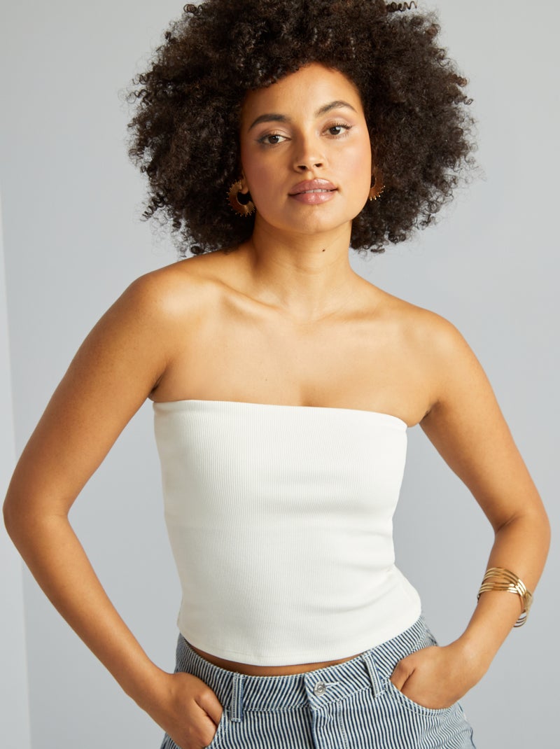 Crop top a coste BIANCO - Kiabi