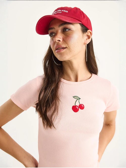 Crop top a coste ricamato lucci - Kiabi Crop top a coste ricamato lucci - Kiabi