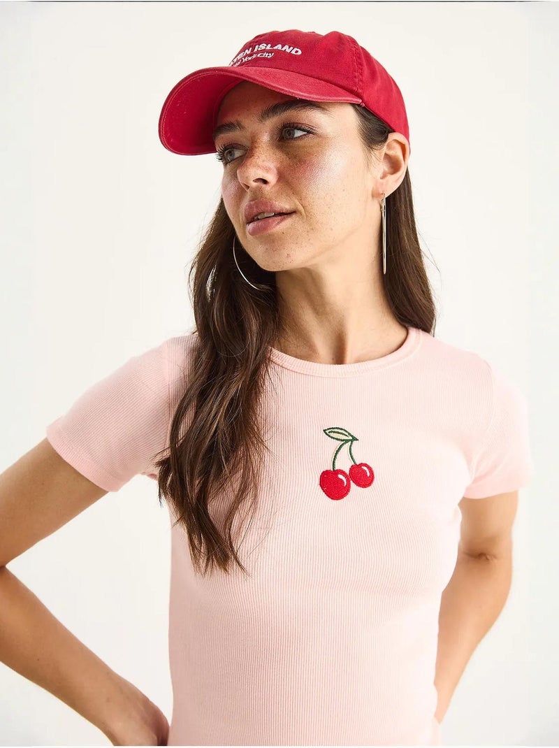Crop top a coste ricamato lucci Rosa chiaro - Kiabi