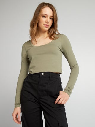 Crop-top a maniche lunghe