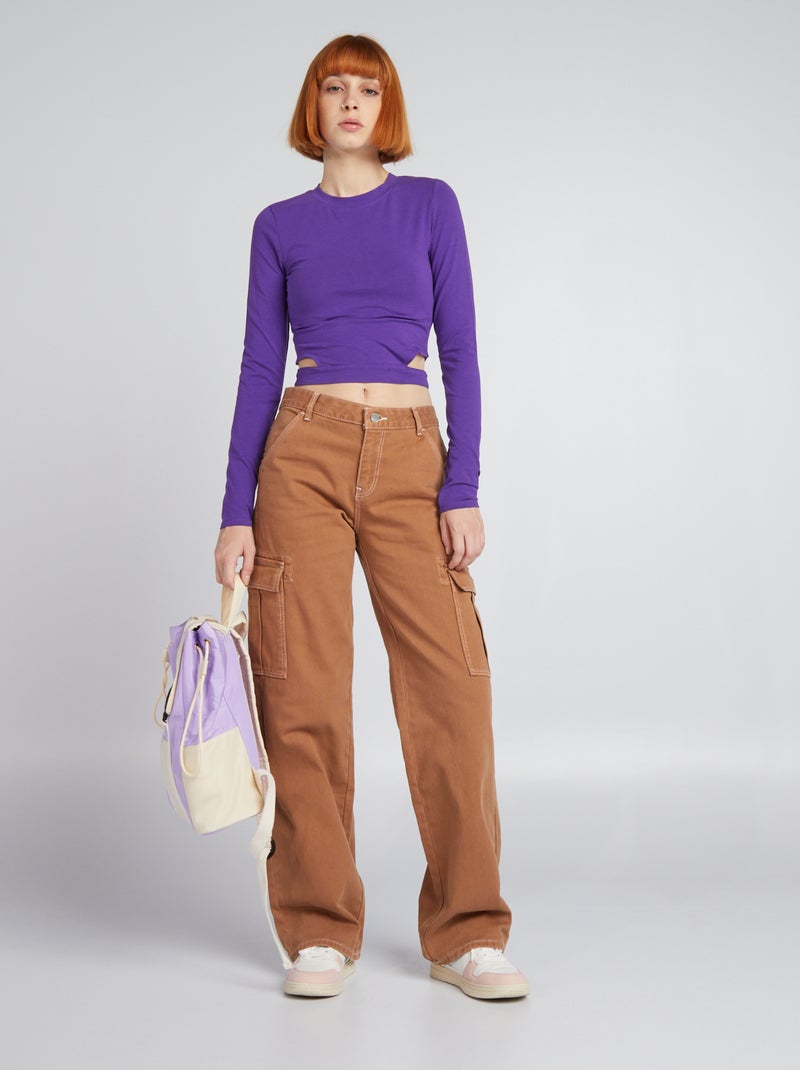 Crop-top a maniche lunghe Viola - Kiabi