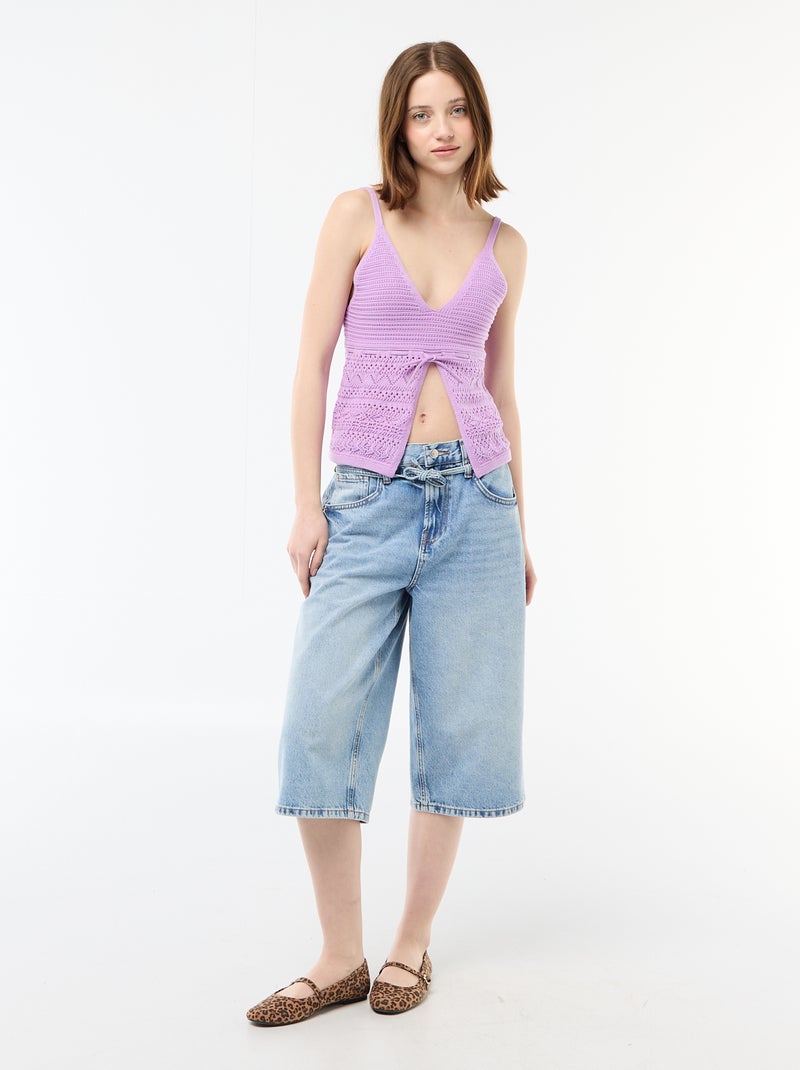 Crop top all'uncinetto Viola - Kiabi