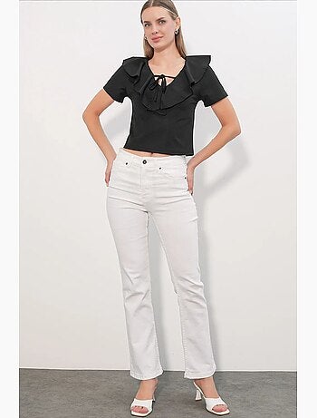 Crop top con ruches e chiusura frontale con laccetto bdart