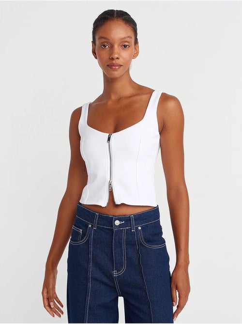 Crop top con scollo quadrato senza maniche dilvin - Kiabi Crop top con scollo quadrato senza maniche dilvin - Kiabi