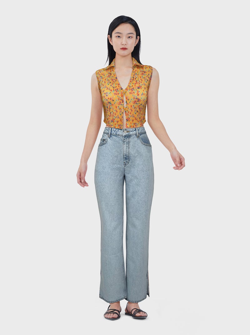 Crop top con stampa floreale - ARANCIONE - Kiabi