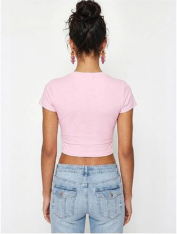 Crop top da donna slim fit in cotone e lycra lucci