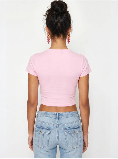 Crop top da donna slim fit in cotone e lycra lucci - Kiabi Crop top da donna slim fit in cotone e lycra lucci - Kiabi