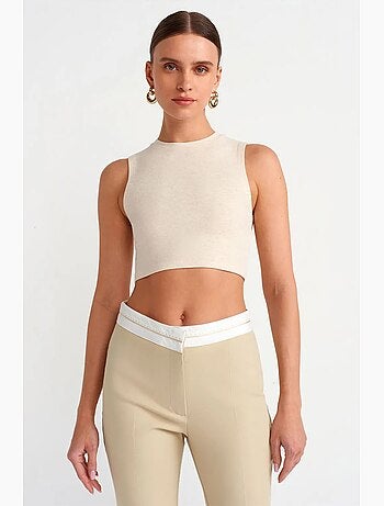 Crop top in cotone a coste dilvin