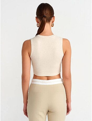 Crop top in cotone a coste dilvin