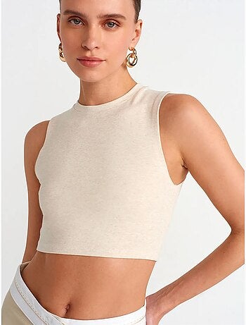 Crop top in cotone a coste dilvin