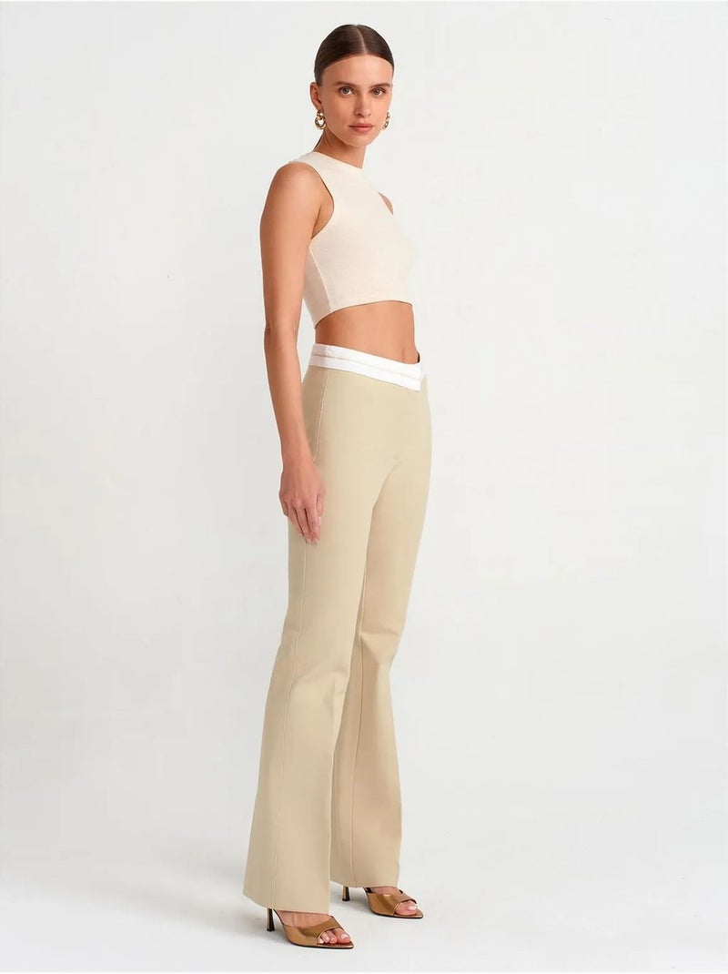 Crop top in cotone a coste dilvin Beige naturale - Kiabi