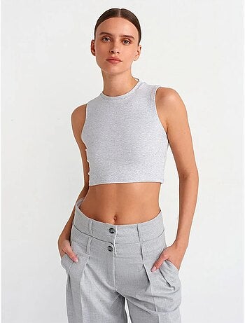 Crop top in cotone a coste dilvin