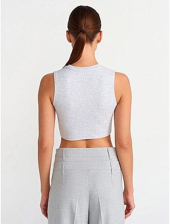 Crop top in cotone a coste dilvin