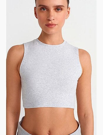 Crop top in cotone a coste dilvin