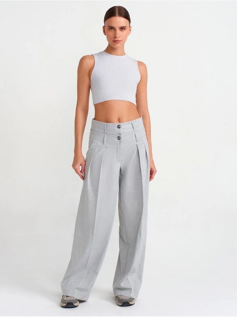 Crop top in cotone a coste dilvin Grigio chiaro - Kiabi