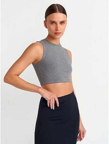Crop top in cotone a coste dilvin