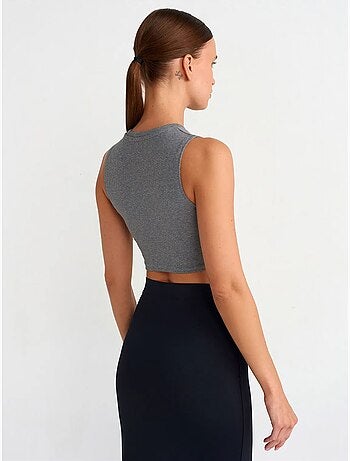 Crop top in cotone a coste dilvin