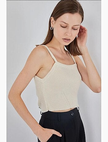 Crop top in maglia a coste con scollo quadrato bdart