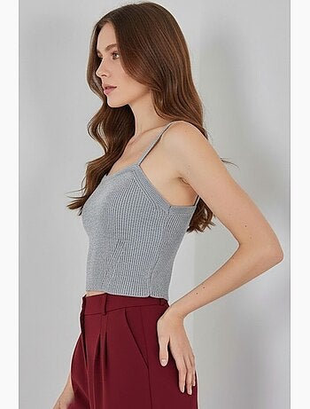 Crop top in maglia a coste con scollo quadrato bdart