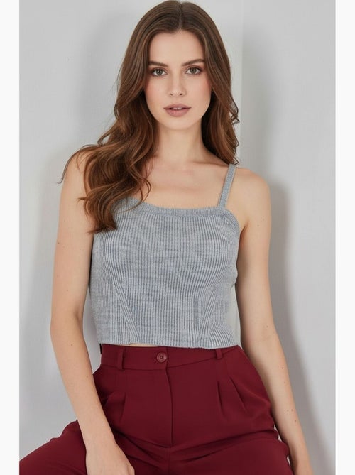 Crop top in maglia a coste con scollo quadrato bdart - Kiabi