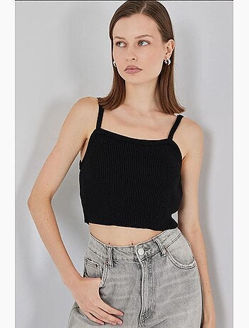 Crop top in maglia a coste con scollo quadrato bdart
