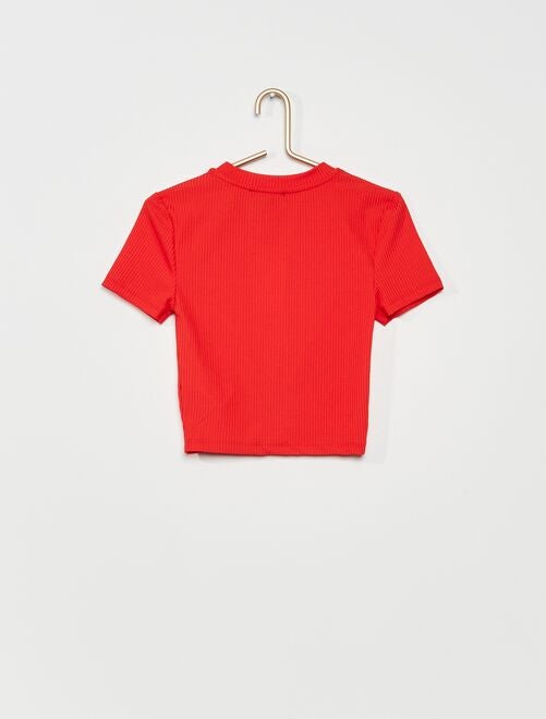 Crop top in maglia a coste - rosso - Kiabi - 8.00€
