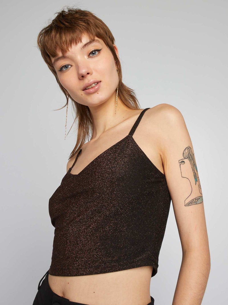 Crop top in maglia soffice MARRONE - Kiabi