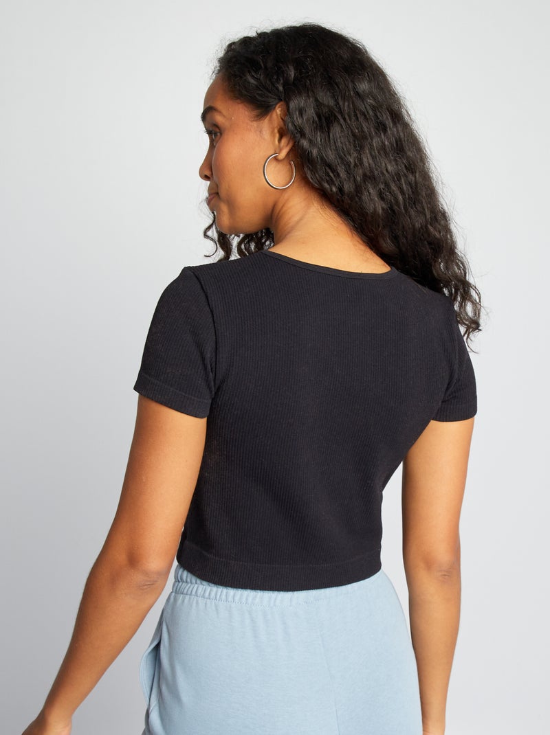 Crop-top sportivo seamless nero - Kiabi