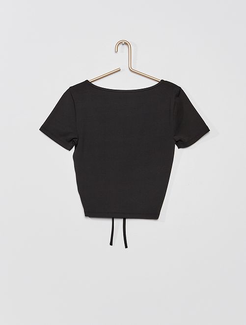Crop top stretch con cordoncino in coulisse - nero - Kiabi - 9.00€