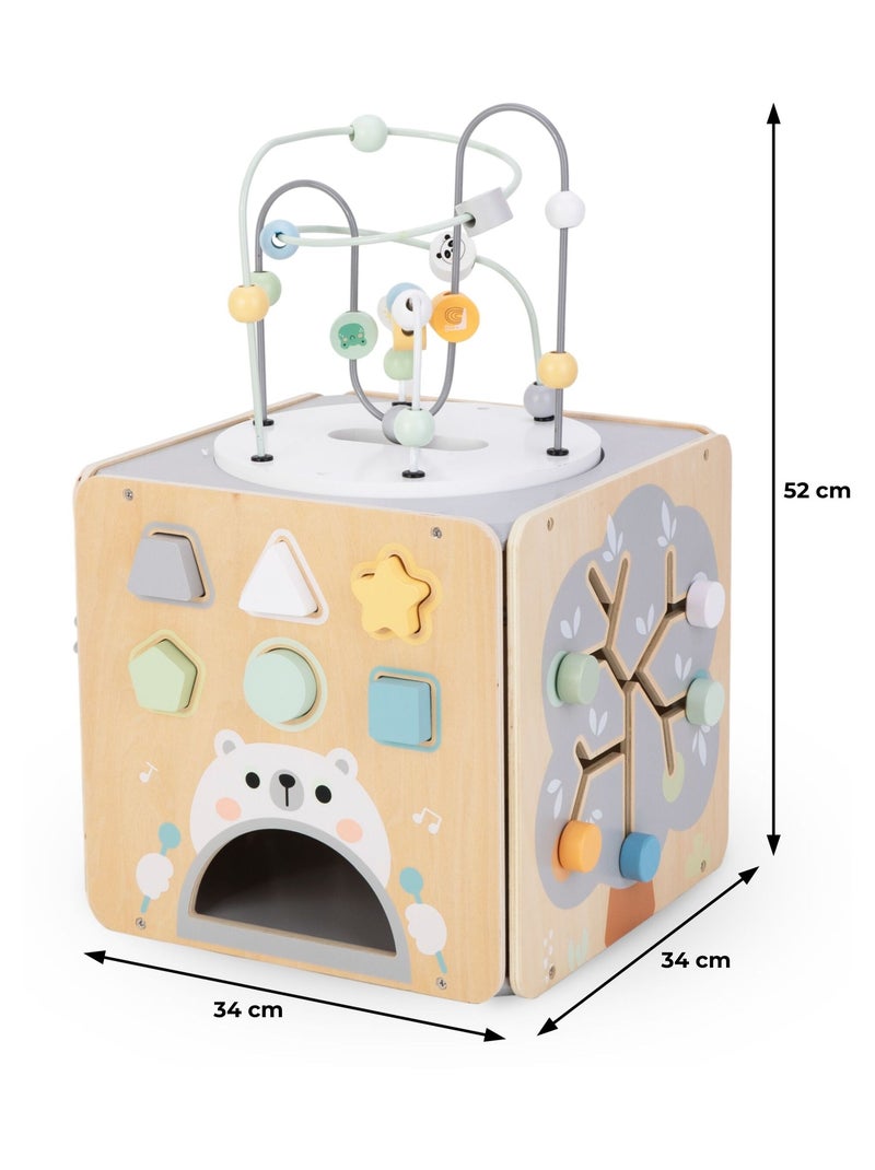 Cubo attività in legno Montessori con perline e giochi motori – grande formato N/D - Kiabi