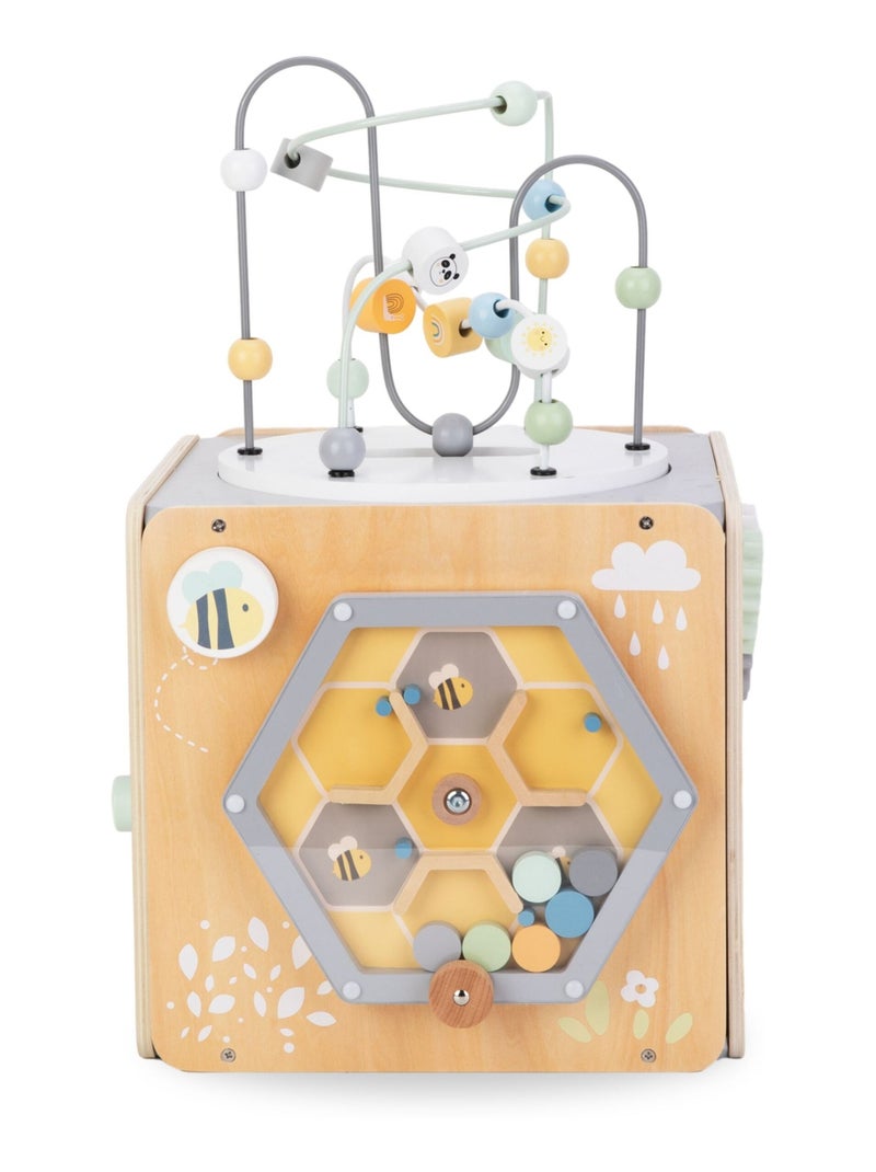 Cubo attività in legno Montessori con perline e giochi motori – grande formato N/D - Kiabi