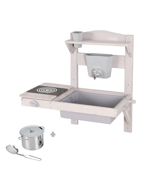 Cucina da esterno per bambini – mini‑cucina pensile in legno massello con accessori – "Roba" - Kiabi