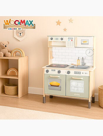 Cucina elettrica in legno con luce, suono e accessori 30x68x102 cm WOOMAX