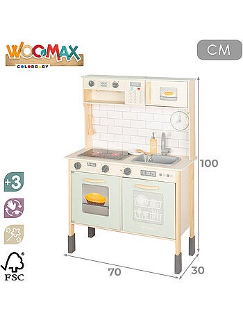Cucina elettrica in legno con luce, suono e accessori 30x68x102 cm WOOMAX