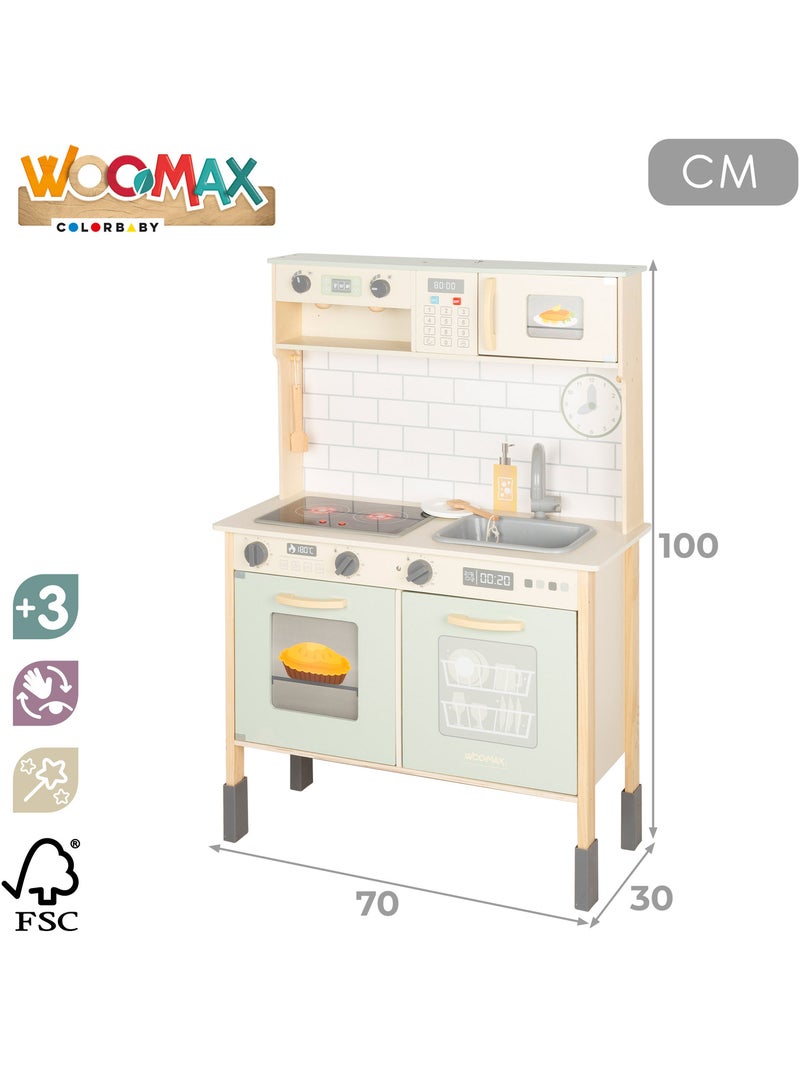 Cucina elettrica in legno con luce, suono e accessori 30x68x102 cm WOOMAX N/D - Kiabi