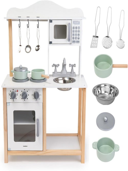 Cucina giocattolo legno con microonde e lavello Mamabrum - Kiabi
