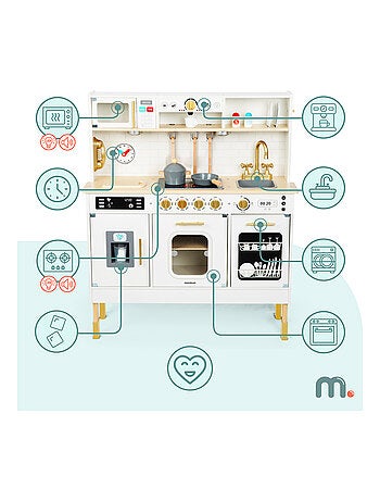 Cucina in legno XXL interattiva con LED e accessori bambini