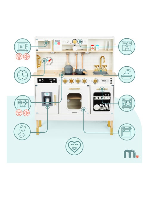 Cucina in legno XXL interattiva con LED e accessori bambini - Kiabi