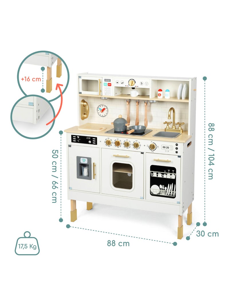 Cucina in legno XXL interattiva con LED e accessori bambini N/D - Kiabi